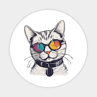 Mr cool cat in a colored glasses Magnet